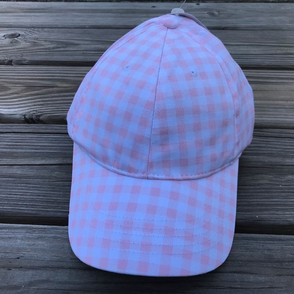 Women Cap Gingham Print Hat Pink/White Baseball - Picture 2 of 8